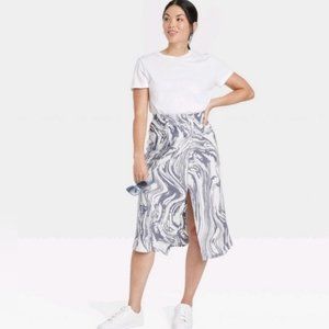 Pale Marble Pattern Asymetrical Skirt